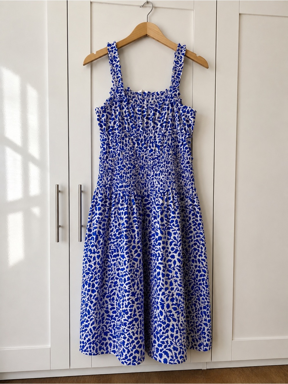 Time and Tru Blue and White Floral Smocked Dress